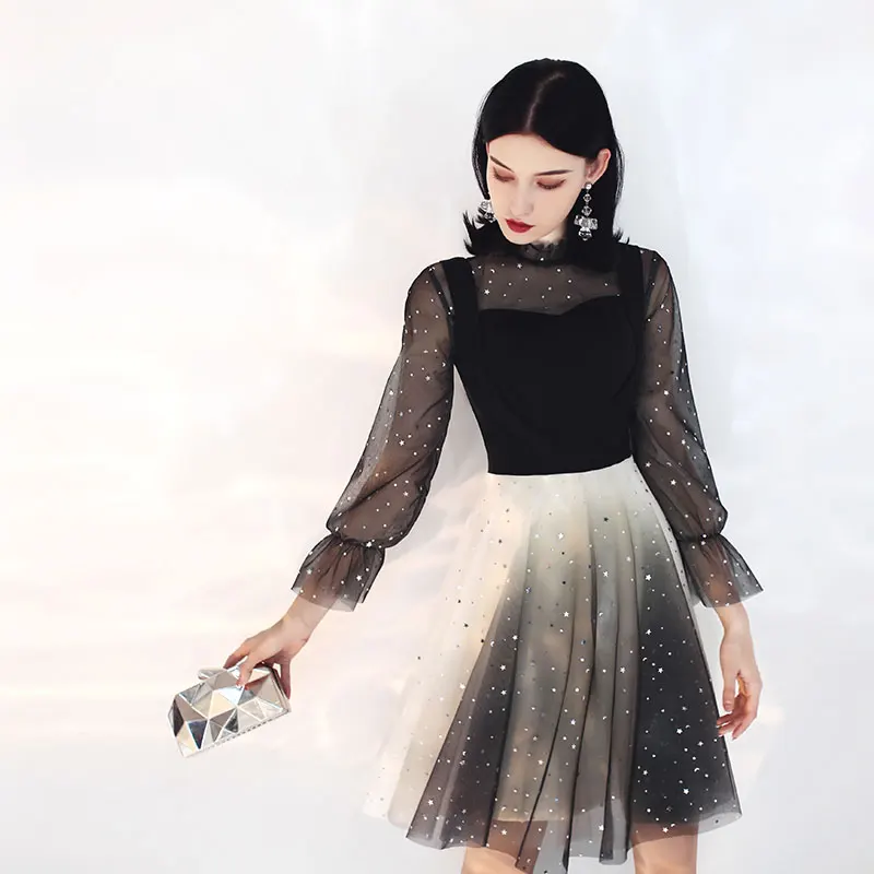 Новое поступление, элегантный для выпускного вечера, платья Vestido de Festa, вечернее короткое платье, халат de mariee, халат с длинными рукавами, осенний стиль