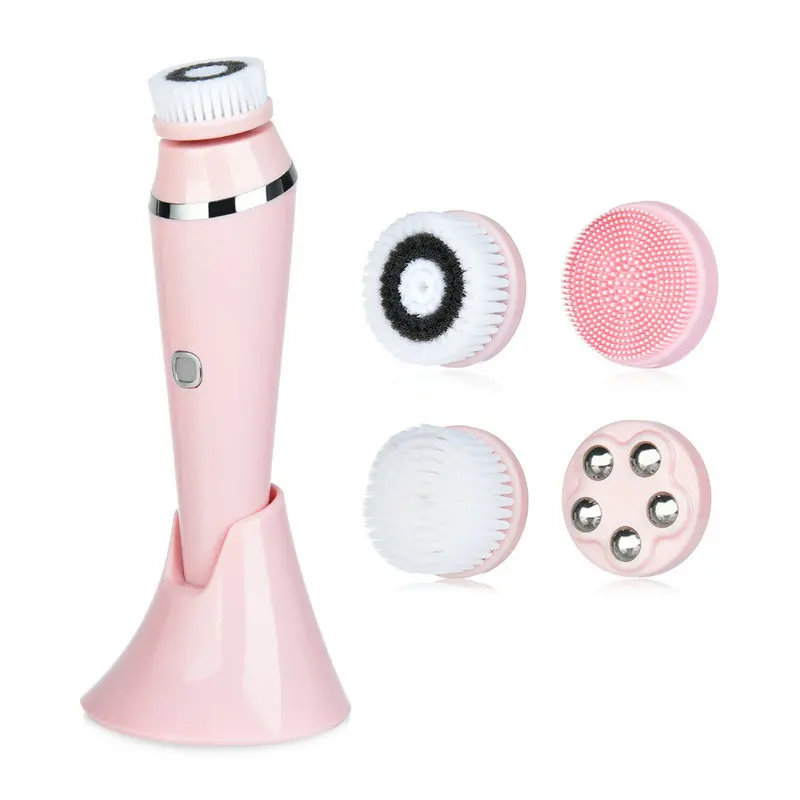 4 i 1 elektrisk ansiktsrensebørste Oppladbar vanntett Spin Sonic Exfoliator Face Scrubber Cleanser Sk_voghion.com
