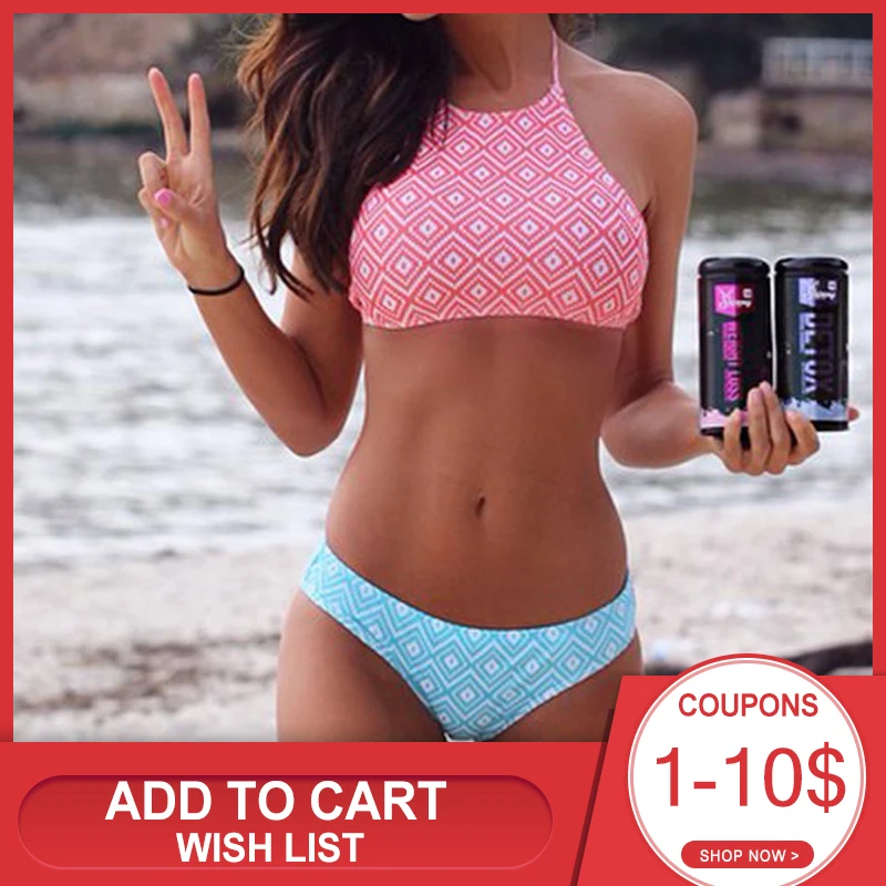 push up halter neck bikini