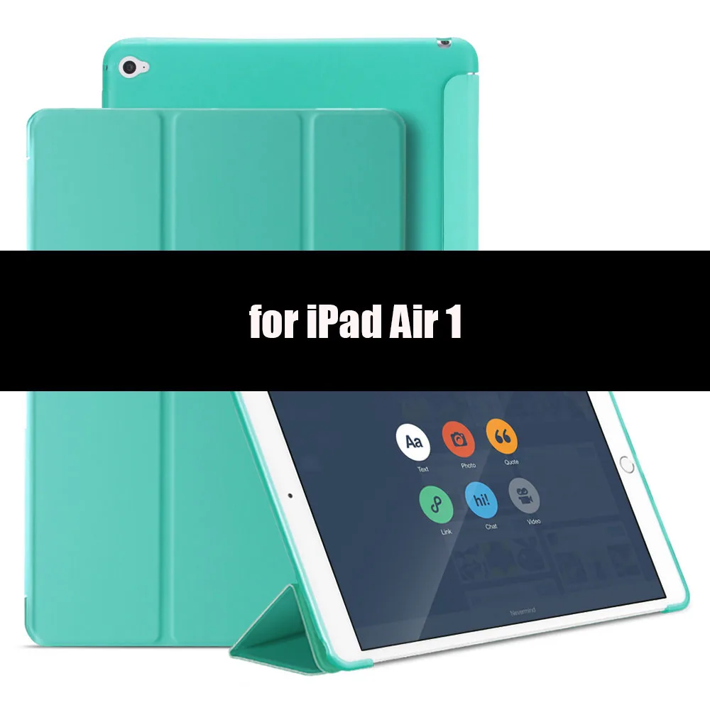 Чехол для iPad Air 2 Air 1, мягкий ТПУ задний смарт-чехол флип-чехол с подставкой PU кожаный чехол для iPad Air противоударный и пылезащитный - Цвет: Mint Green-1
