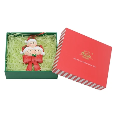 Family of 3-gift box Ребенок лук семья 2 Рождественская елка из смолы украшения персонализированные подарки написать собственное имя для Праздничное оформление дома - Цвет: Family of 3-gift box