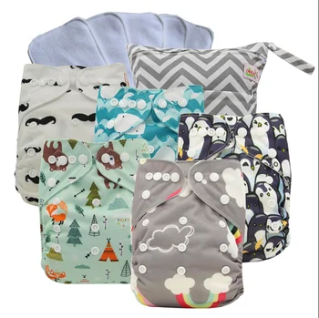 

Baby Cloth Diaper Couche Lavable Cartoon Print Reusable Nappy Cover With Bamboo Fiber Diaper Cover Training Pants for Baby Care