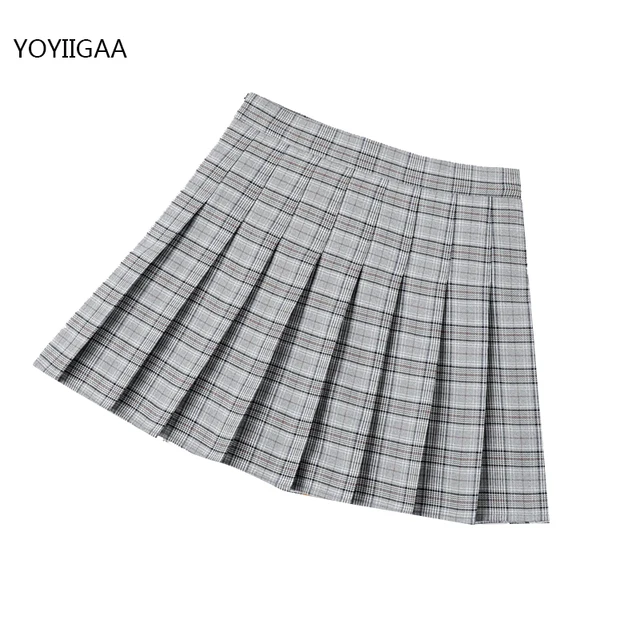 Summer Women Pleated Skirt High Waist Female Plaid Skirts Preppy Style Ladies Girls Dance Mini Skirt Fashion Chic Woman Skirts a14
