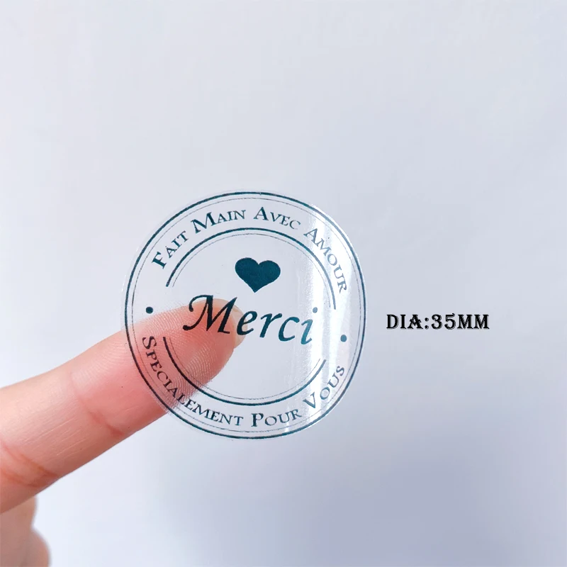 100 Stück Merci Herzumschlag Siegel Spezial-Lebensmittelverpackungsbeutel Wasserdichte glänzende Siegelaufkleber DIY Durchmesser 3,5 cm – Detail 11