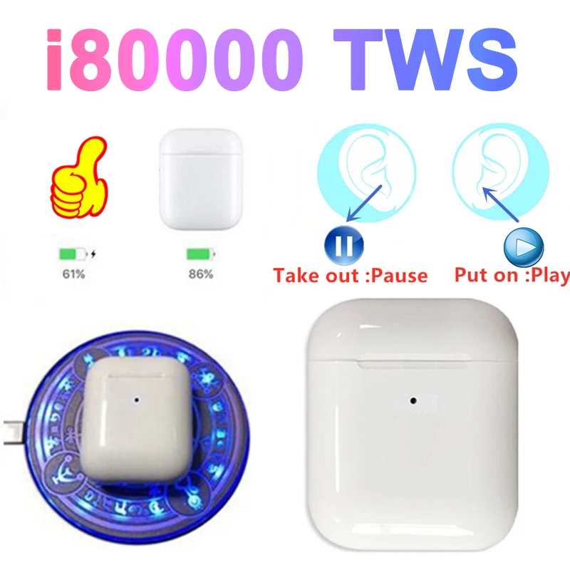 I80000 TWS Смарт сенсор беспроводной Bluetooth 5,0 наушники всплывающие 1:1 Размер AP2 супер бас гарнитура PK i3000 i500 i1000 i9000 i10000