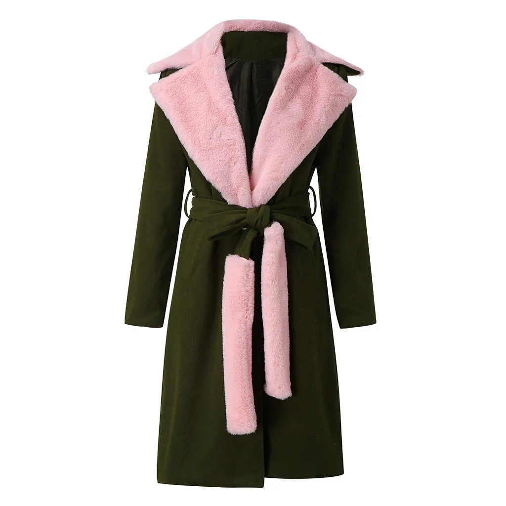 #*Cheap Winter coat women casual New Fashion Coat Thicken Turn down Collar Woolen Coat with Fur Collar Double Sided Woolen Coat K104