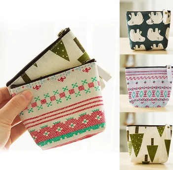 

1PCS Mini Women's Purse Coin Holder Wallet Money Bags Canvas Coin Key Card Wallet Zipper Change Case Purses Holder Small Pouch