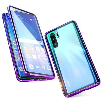

360 Full Magnetic Case For Huawei P30 Pro P20 Mate 20 Metal Bumper 12D Front Touch Film Tempered Glass Cover Huawei P30 Pro Case