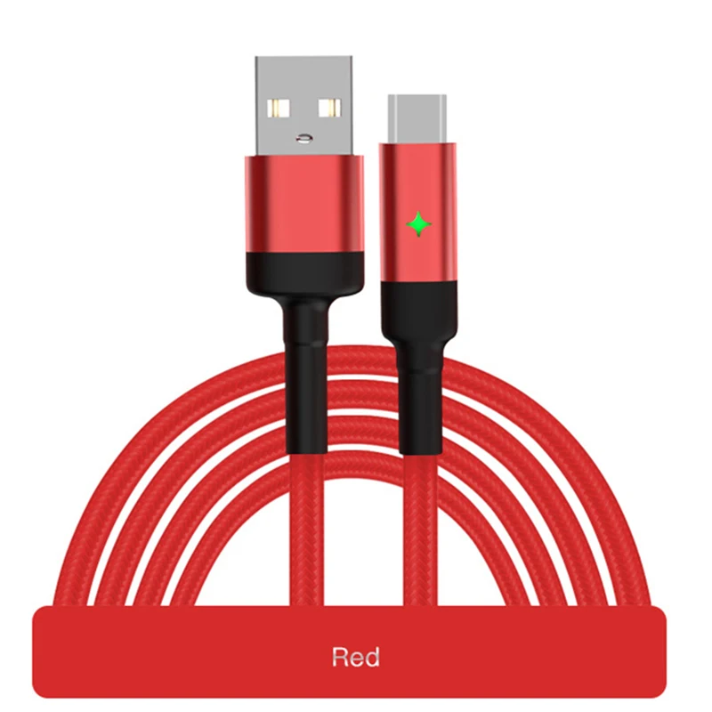 Usb type-C кабель для быстрой зарядки Micro зарядное устройство Шнур для освещения Microusb USB-C интеллектуальное отключение питания Кабели для зарядки мобильных телефонов - Тип штекера: Red