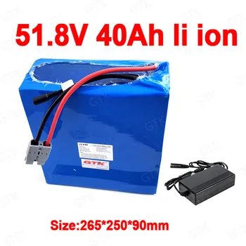 

GTK 51.8V 40AH lithium ion battery 52V 40Ah 14S BMS li ion bateria for 48V 2500W 3000w scooter Mountain ebike + 10A charger