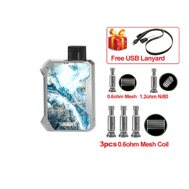 ss 0.6 mesh Smoant Battlestar Детский комплект 750 мАч Pod Vape 15 Вт 2 мл картридж Ом Ni80/Ом сетчатая катушка комплекты электронных сигарет vs Pasito Drag Nano - Цвет: ss 0.6 mesh