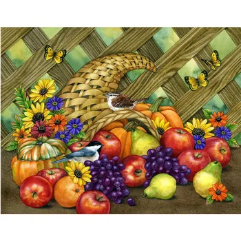 

Diamond Draw Diamond Embroidery 5d Diy Full Round Animal Bird and Fruit Rhinestone Diamond Mosaic Picture Home Decor