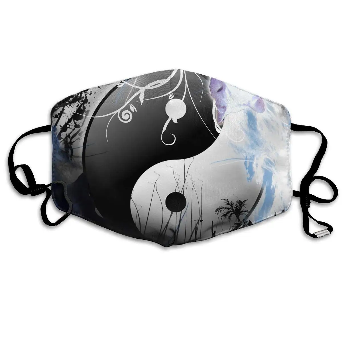 

Unisex Print Mouth Mask - Artistic Yin Yang Cat Polyester Anti-dust Mouth-Muffle - Fashion Washed Reusable Face Masks for