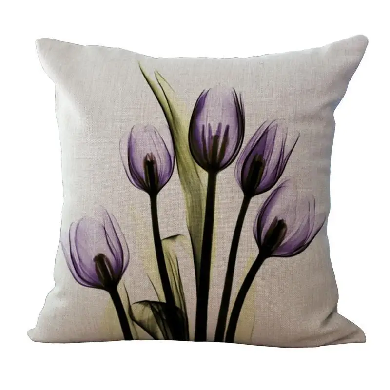 Colorful Plant Cushion Flowers Throw Pillowcase for Sofa Living Room Decorative Pillow Linen