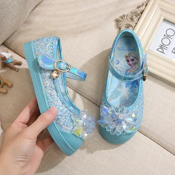 

Disney girl princess shoes spring new children crystal shoes non-slip thick bottom leather shoes baby performance shoes