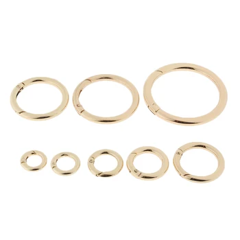 

40 Pieces 8 Sizes Round Push Gate Snap Open Hooks Key Rings Key Chains