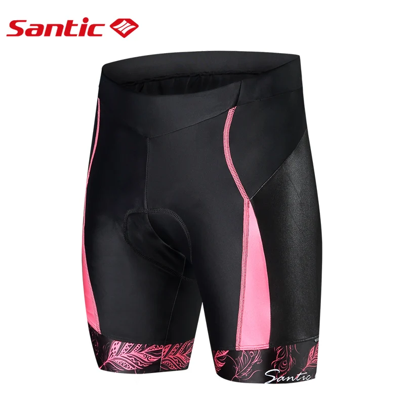 Pink black Santic, женские велосипедные шорты, противоударные, 4D, с подкладкой, на подушке, удобные, дышащие, для езды на горном велосипеде, шорты, одежда для верховой езды - Color: Pink black