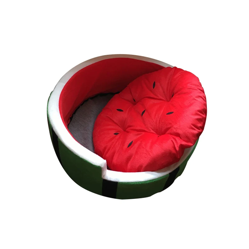 Cute Kennel House Warm Watermelon Modeling Dog Bed Mat Sofa Pet Cat Bed for Dogs Fruit Bed S M L