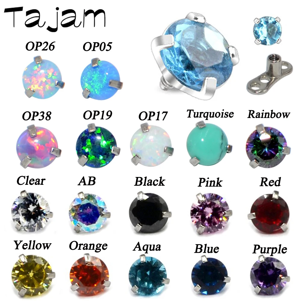 1 шт. Кожный Якорь коготь циркон опал голова ныряльщик кожа пирсинг тату унисекс