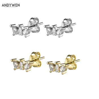 

ANDYWEN 925 Sterling Silver Pirum Screw Crystal CZ Stud Earring 2019 Fashion Women Design Jewelry Nightmare Before Christmas