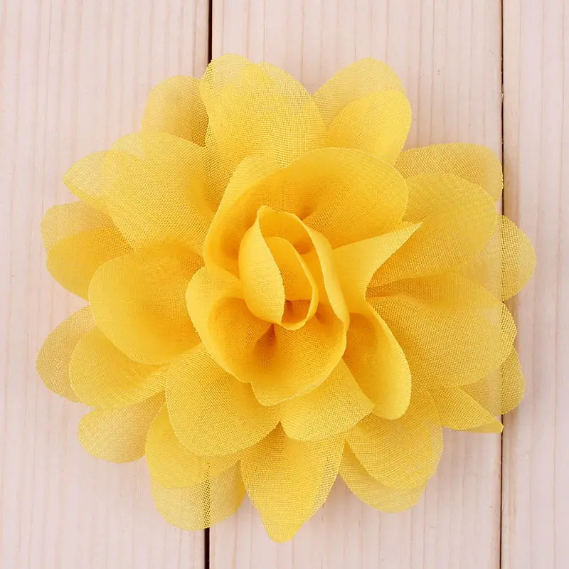 22 шт. 7 см модные Сатиновые шифоновые цветы для DIY аксессуары для волос букет тканевых цветов свадебное украшение повязка на голову - Цвет: Yellow
