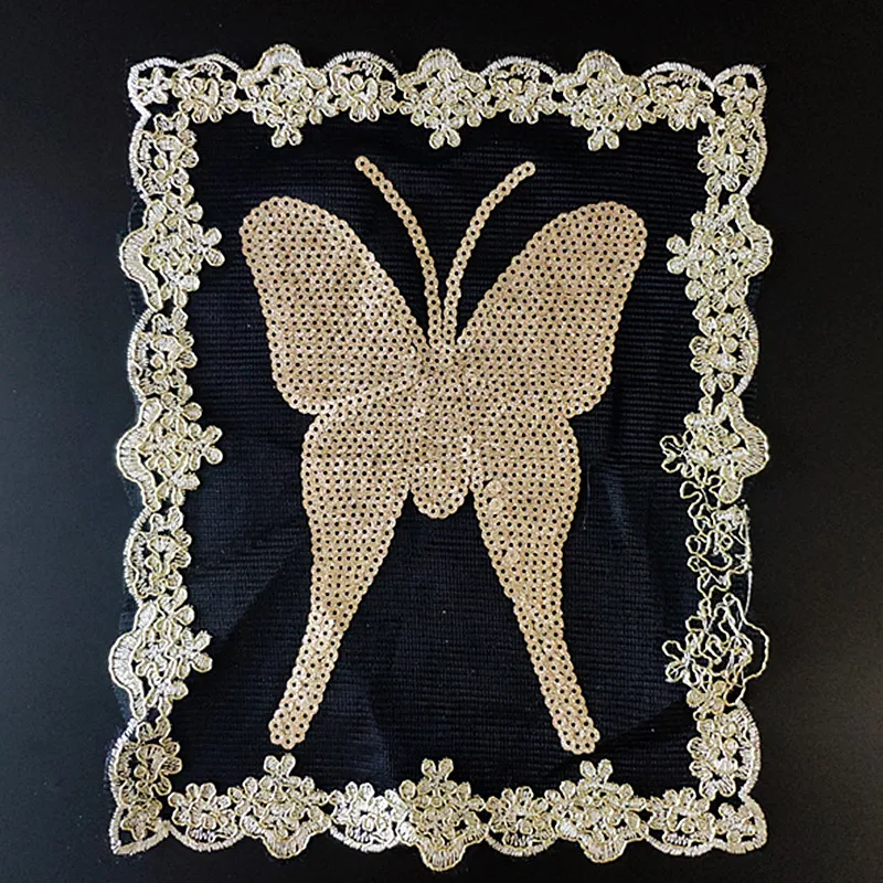 

Large Butterfly Patch Diy Clothes Stickers Gold Sequins Biker Badge Sew On Patches For Clothing Strange things Christmas gift