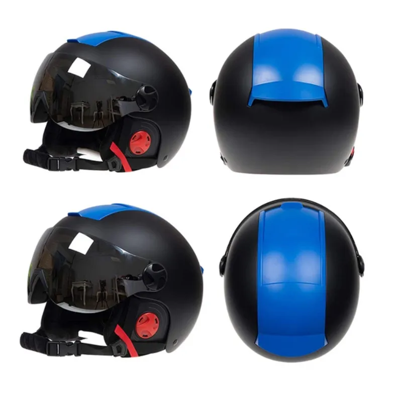 MOON Профессиональный полузакрытый лыжный шлем цельно-Формованный спортивный мужской женский Снежный Лыжный Сноуборд шлемы с защитными очками - Цвет: Black-Blue