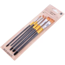 5Pcs Nylon Hair Wooden Handle Watercolor Paint Brush Pen Set for Learning Oil Acrylic Painting Art Paint Brushes Supplies