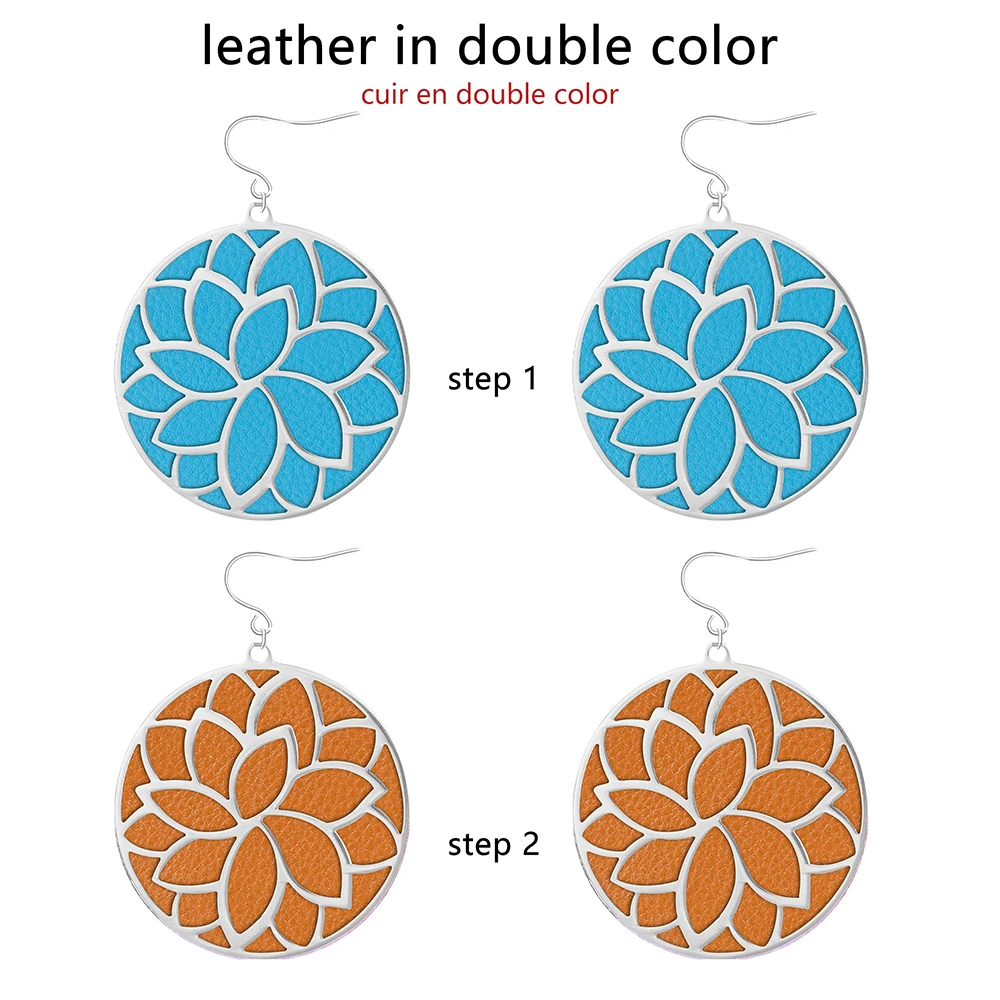 Cremo 2021 New Drop Boucle Oreille Femme Stainless Steel Flower Earring Interchangeable Leather Band Trendy Jewelry