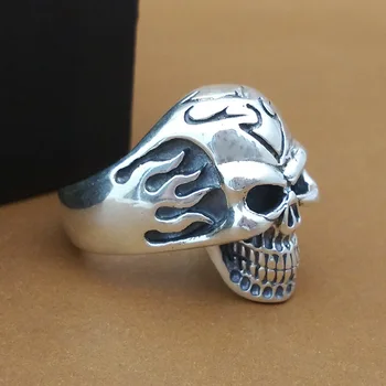 

925 Sterling Silver Huge Heavy Skull Mens Biker Punk Ring J54 US Size 8.5~10.5