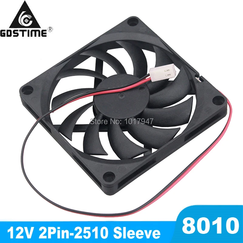 250 кулер gdstime 8010 80 мм 8 см компьютерный корпус cpu охлаждающий вентилятор DC 12 В 2 Pin 2510 Разъем 80x80x10 мм кулер