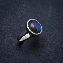 Натуральный Лабрадорит ручной работы уникальное 925 пробы Серебряное кольцо, Размер США 7,5 X2497
