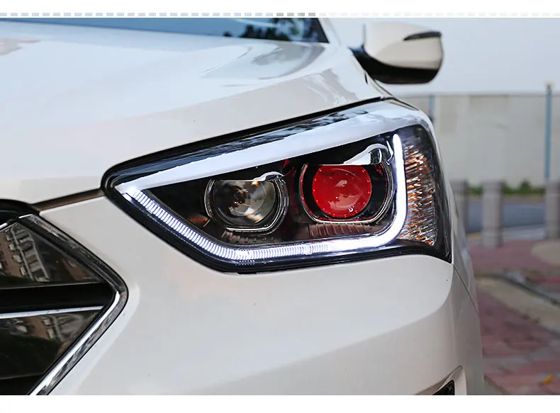 Head Lamp For Car Hyundai IX45 2013- Santa Fe Headlights Fog Lights Day Running Light DRL H7 LED Bi Xenon Bulb Car Accessory - Цвет: A