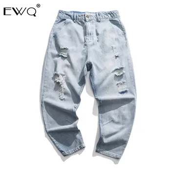 

EWQ / men's jeans 2020 spring summer new hole denim pants new trend high street personality casual trousers for male 9Y484