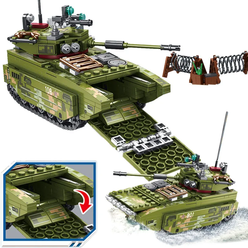 SEMBO 324 шт. Военный танк основной боевой серии оружие ww2 строительные блоки Танк
