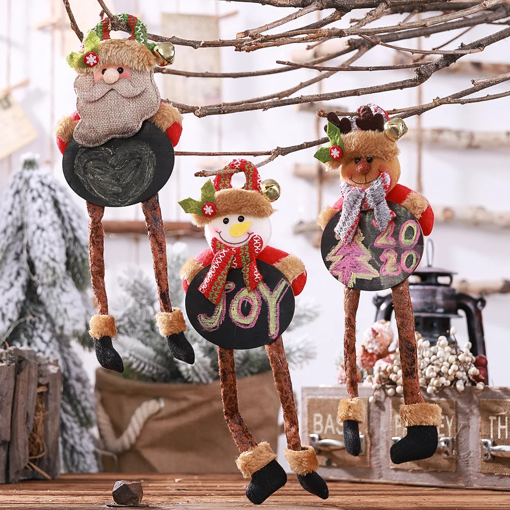 

Cartoon Hanging Legs Santa Deer Doll Christmas Pendant DIY Little Chalkboard Christmas Tree Decoration Window Display Ornaments