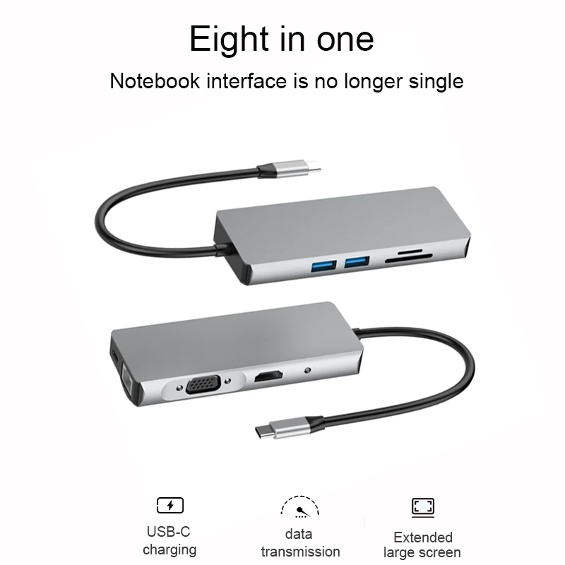 Basix USB C HUB Type C to USB 3.0 Thunderbolt 3 HDMI 3.5mm Audio RJ45 Adapter for MacBook Pro Samsung Galaxy S9 Type C HUB