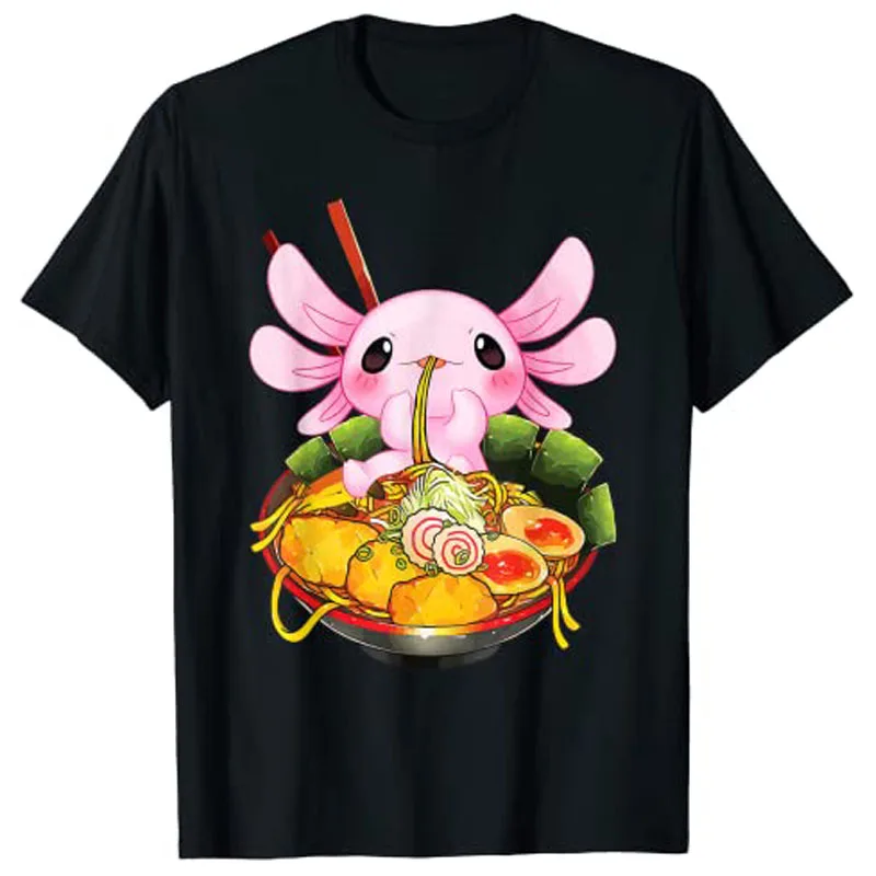 

Ramen Axolotl Kawaii Anime Japanese Food Gift Girls Teens T-Shirt Graphic Tee Shirts Tops