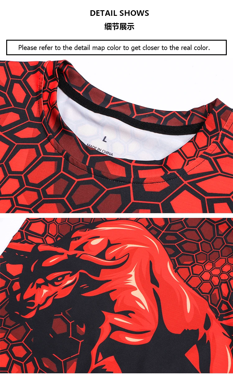 Hochwertiges, atmungsaktives Herren-Kompressionsshirt mit langen Ärmeln, einzigartiger Stier-Grafikdruck für Sport und Fitness – Detail 7
