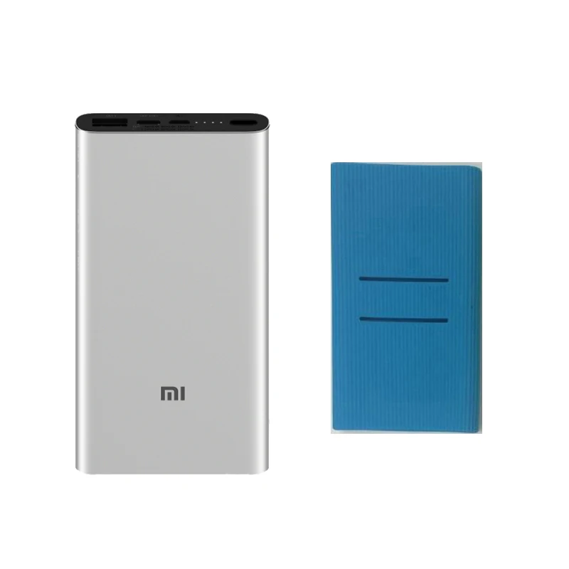 Xiaomi Mi внешний аккумулятор 10000 мА/ч 3 двухсторонняя Быстрая зарядка USB-C Двойной вход двойной выход PLM12ZM 10000 мА/ч внешний аккумулятор для iPhone - Цвет: Silver add Blue
