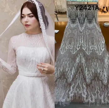 

JIANXI.C-105116 luxury African Tulle Lace Fabric with embroidered African French Lace Fabric with beads