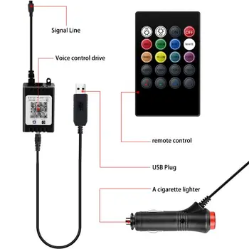 

4 4 Packs Updated 48 LED Car Interior Lights，Car LED Strip Lights，MultiColor Music Light LED Under dash Lighting Kit with Sound