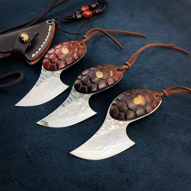 Кулон черепаха VG10 Дамасская самооборона дикая джунгли прямой нож коллекция для