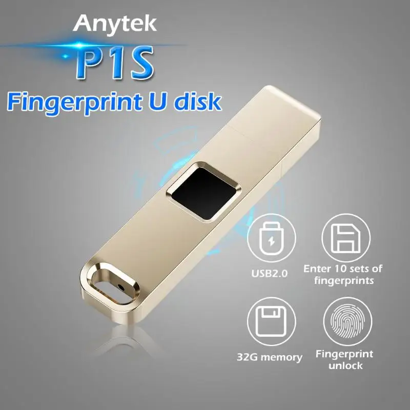 P1S 32 Гб отпечатков пальцев USB флешка флеш-диск USB 2,0 безопасности данных 10 групп отпечатков пальцев блок питания U диск