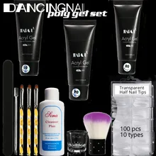 Маникюрный Быстрый гель продлевающий половой акт Набор 30 мл кисть для клея Строительная Форма для ногтей смешанный размер стеклопластиковые наконечники для дизайна ногтей УФ-гель для маникюра