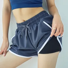 Двухслойные спортивные шорты для спортзала женские шорты для йоги летние тренировочные спортивные шорты для бега с карманами Sportswear спортивная одежда