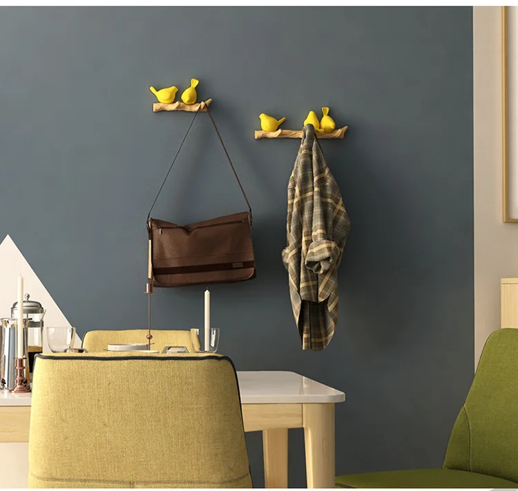 Креативный 3D стерео птичий смоляный крючок для пальто для дома гостиной настенный Декор стеллаж для хранения с крючком рамка птичья ветка декоративный Органайзер