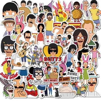 

50PCS Cartoon Animation Bob's Burgers Stickers for Children DIY Stationery Laptop Guitar Suitcase Kids Toy PVC Deacl Sticker