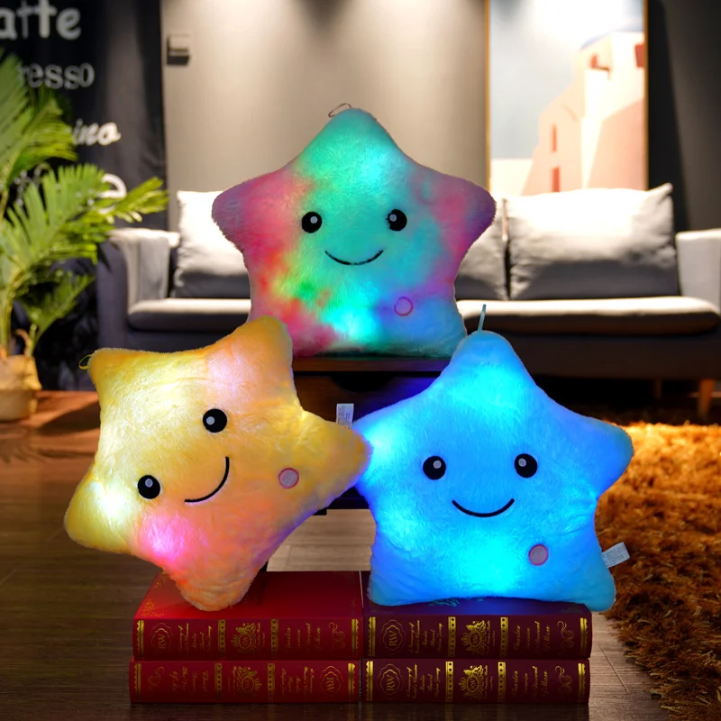 

1pc 40*35cm Luminous Five-pointed Star Plush Pillow Cute Led Glowing Colorful Stars Stuffed Toy Home Decor Kids Christmas Gifts