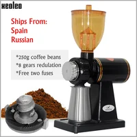 Xeoleo Electric Coffee grinder Coffee bean miller Espresso coffee machine 8 Steps Anti-jump 60mm Flat Burr grinder 100W 1
